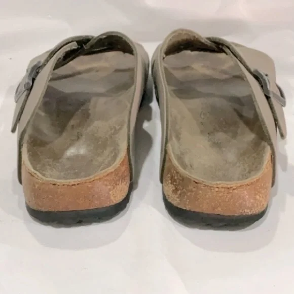 BIRKENSTOCK Criss Cross Slide Leather Sandals - Size 12